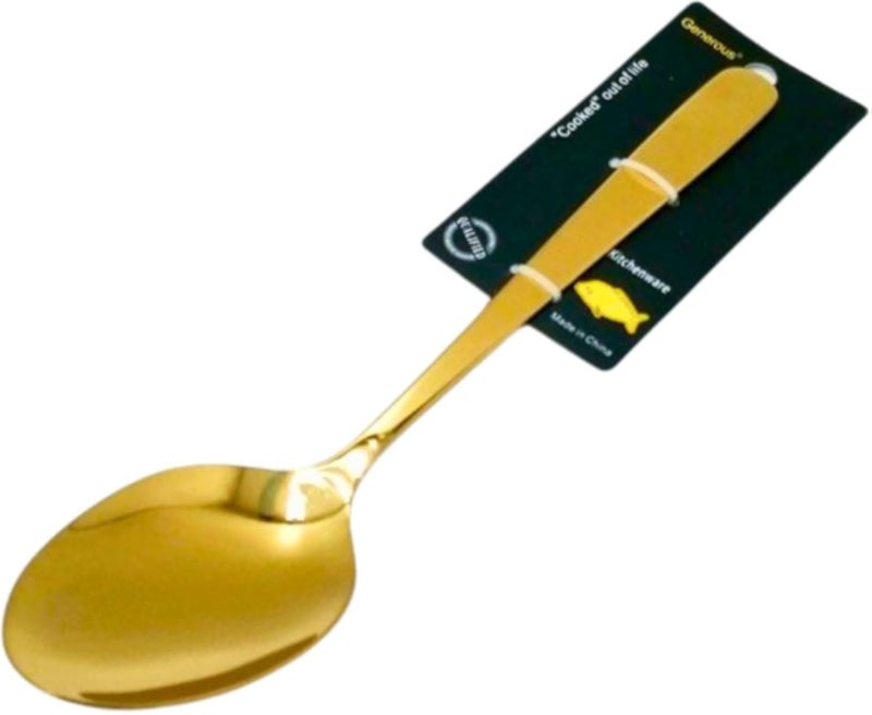 ملاعق تقديم ذهبية من هابي هوم بمقبض بيضاوي 28 سم